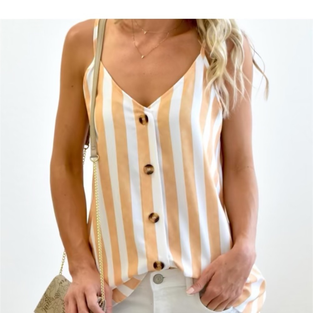 Striped button cami